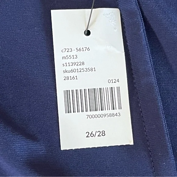 Lane Bryant Wrap Jersey Midi V Neck Dress Navy Empire Waist Belted 26/28 NWT - Picture 7 of 11